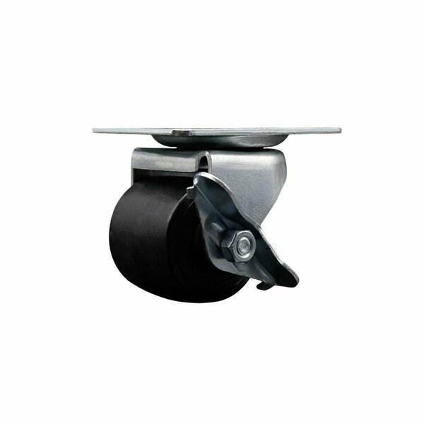 Service Caster Low Profile Polyolefin 2'' Wheel Top Plate Swivel Caster with Brake SCC-04S211316-POS-SLB
